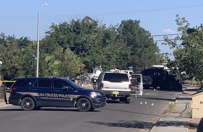 Las Cruces Police are closing the intersection of Fourth Street and Davis Avenue on Sunday, October 10, 2021 while investigating a shootout the night before.