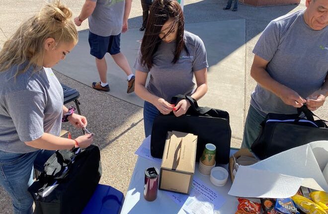 Nusenda Credit Union employees are gathering bags of personal items and encouraging letters for homeless youth in the Las Cruces community on Monday, October 11, 2021 and donating them to Jardin de Los Niños and Family and Youth, Inc.