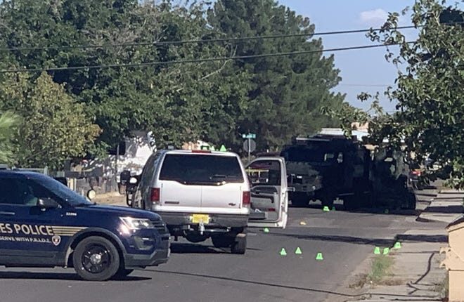 Las Cruces Police are closing the intersection of Fourth Street and Davis Avenue on Sunday, October 10, 2021 while investigating a shootout the night before.