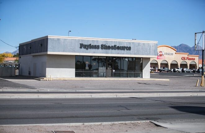 A building that formerly housed Payless ShoeSource is abandoned on Wednesday, November 10, 2021 on El Paseo Road.