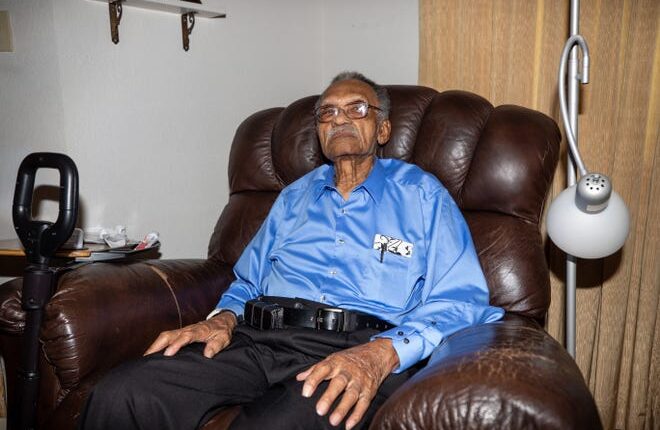 James Clayton Flowers, a Tuskegee aviator who will turn 103 on Christmas Day, received an early birthday celebration at his Las Cruces home on Saturday, August 31, 2019.