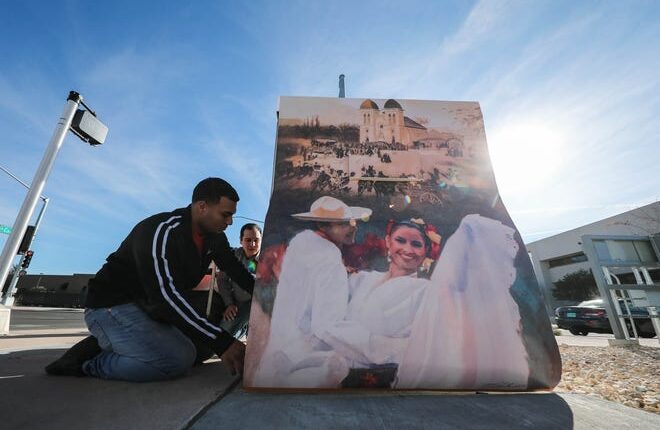 Steve Perez and Miguel Lopez Murilo are working on a mural on the corner of Church Street and Las Cruces Avenue in Las Cruces on Tuesday, January 14, 2020.