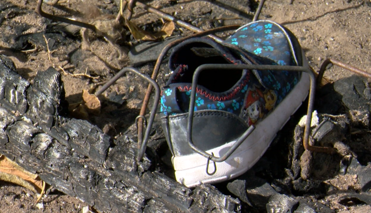 The child of Tiana Padilla left a shoe behind when the family was trying to flee their burning mobile home.