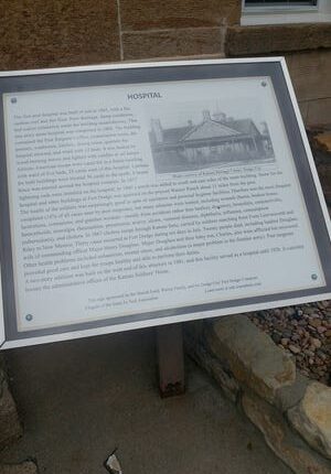 The storyboard about the first Fort Dodge Hospital on the northwestern edge of the fort.