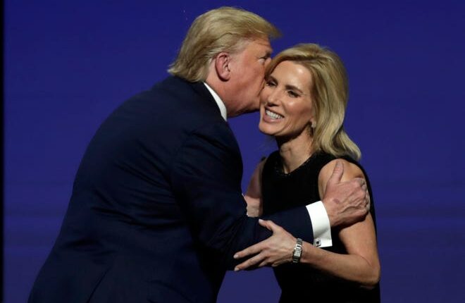 President Donald Trump and Laura Ingraham on December 21, 2019 in West Palm Beach, Florida.