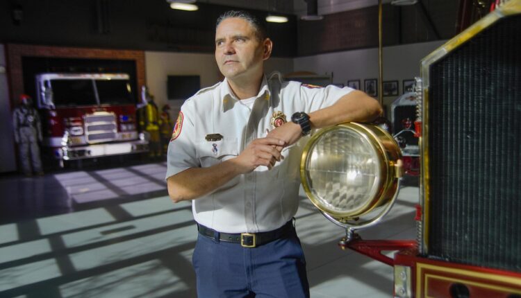 Gallegos climbs ladder from piper to fire chief

