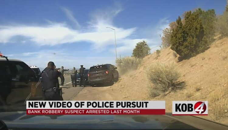 Dash and body cam video show wild police pursuit with bank robbery suspect in Santa Fe