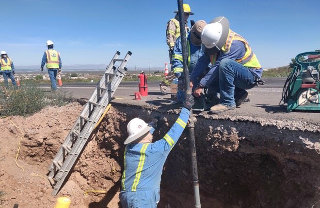A Las Cruces Utilities gas crew is pictured laying pipe in this undated photo.