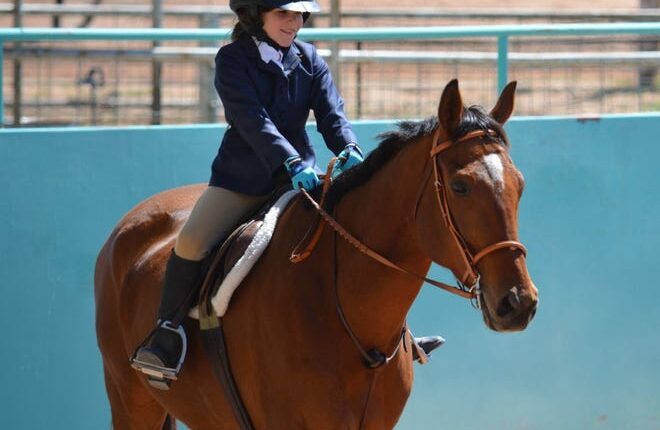 Jordyn Sanchez, 8, rides her Thoroughbred Gelding, Kangaroo, at the Carlsbad Horseman's Association Spring Show on April 24, 2022.