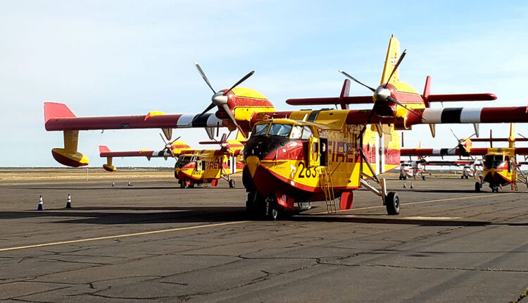 Eight scooping air tankers at Santa Fe airport