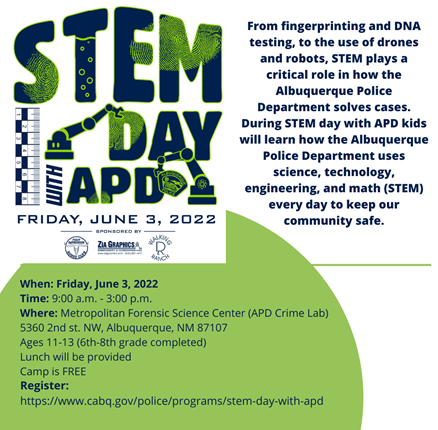 APD to host first STEM Day for kids — City of Albuquerque
