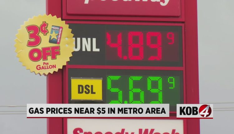 Gas prices near $5 in the Albuquerque metro
