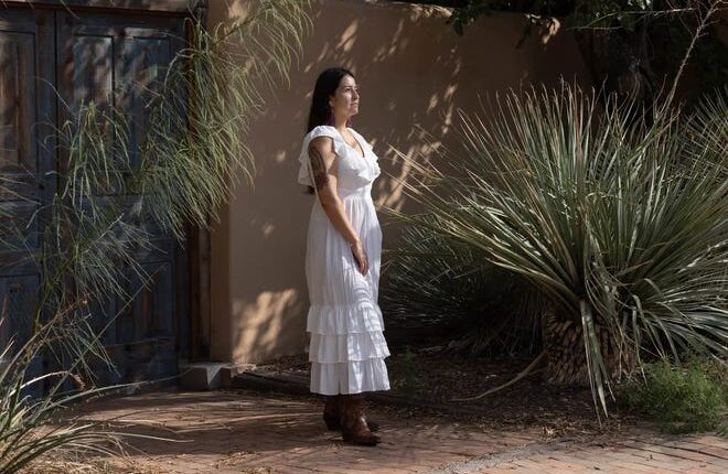 New Mexican Democratic state Rep. Micaela Lara Cadena in Mesilla, New Mexico, on Monday, Aug. 8, 2022. “We don't need any outsiders coming here to try to mess with our autonomy and our capacity to shape our own families, ” Lara Cadena said of Texan abortion opponents who plan to bring their cause across the border.