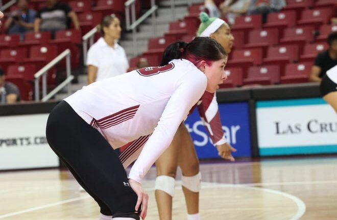 The New Mexico State volleyball team opened WAC play against UT Rio Grande Valley on Thursday at the Pan American Center.