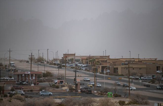 Strong winds kick up dust in Las Cruces on Wednesday, Feb. 16, 2022.