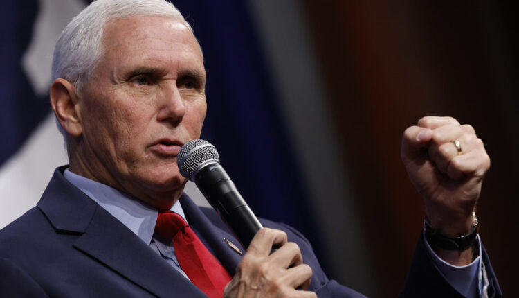 Former Vice President Mike Pence speaks during an event to promote his new book at the conservative Heritage Foundation think tank on Oct. 19, 2022 in Washington, D.C.